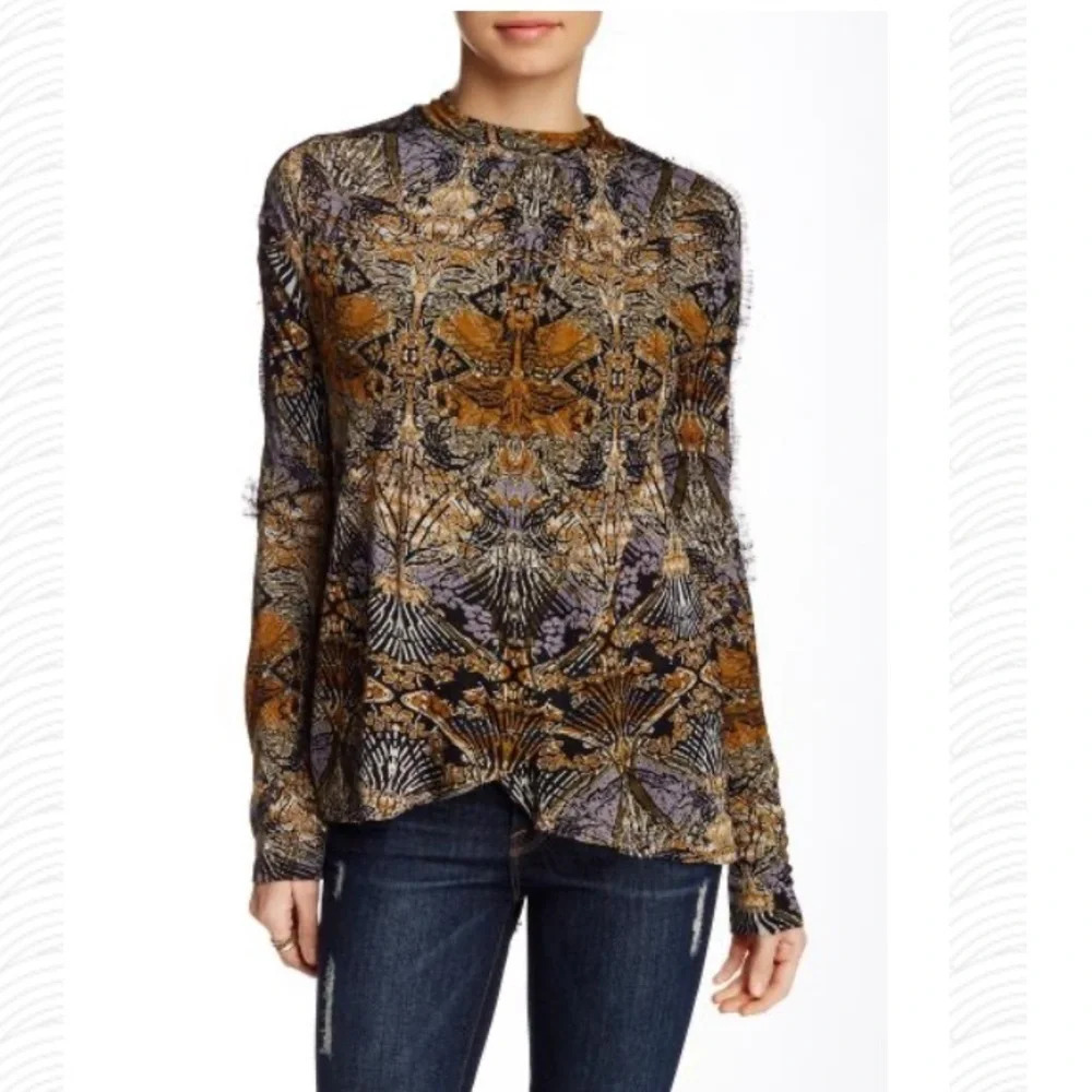 Free People New World Nouveau Hi Low Top Blouse